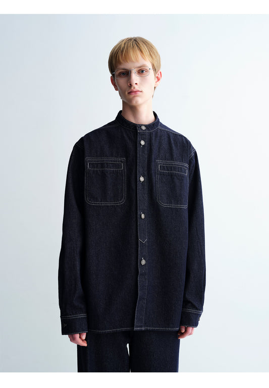 Henry Collar Double Pocket Shirt