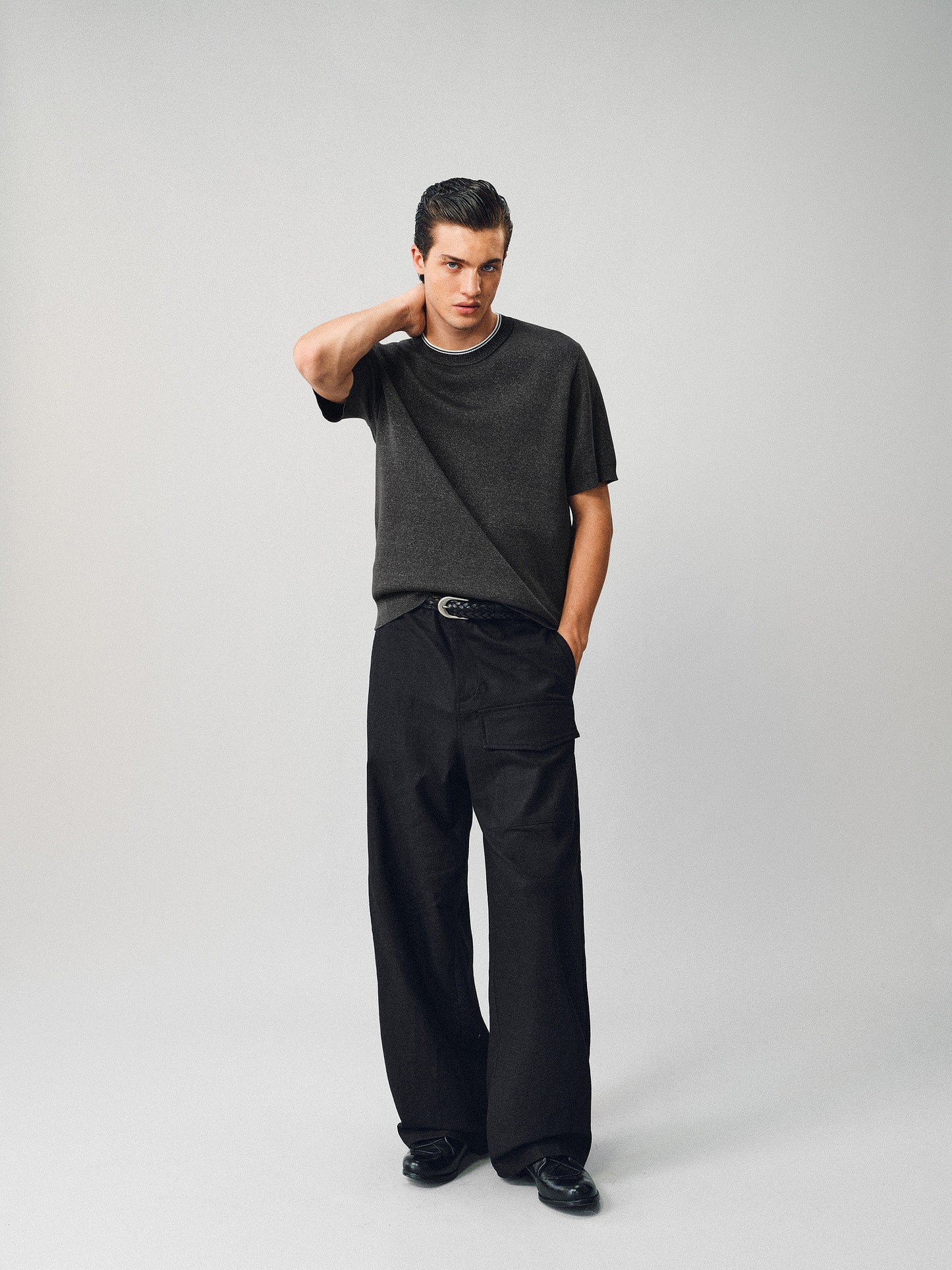 Knit shirt with contrasting trim
