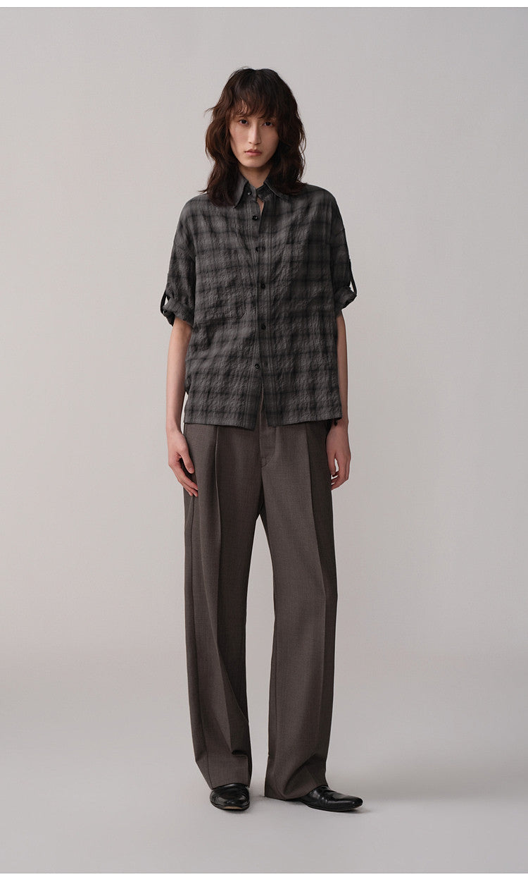 Pleated Oak Waist Casual Pants