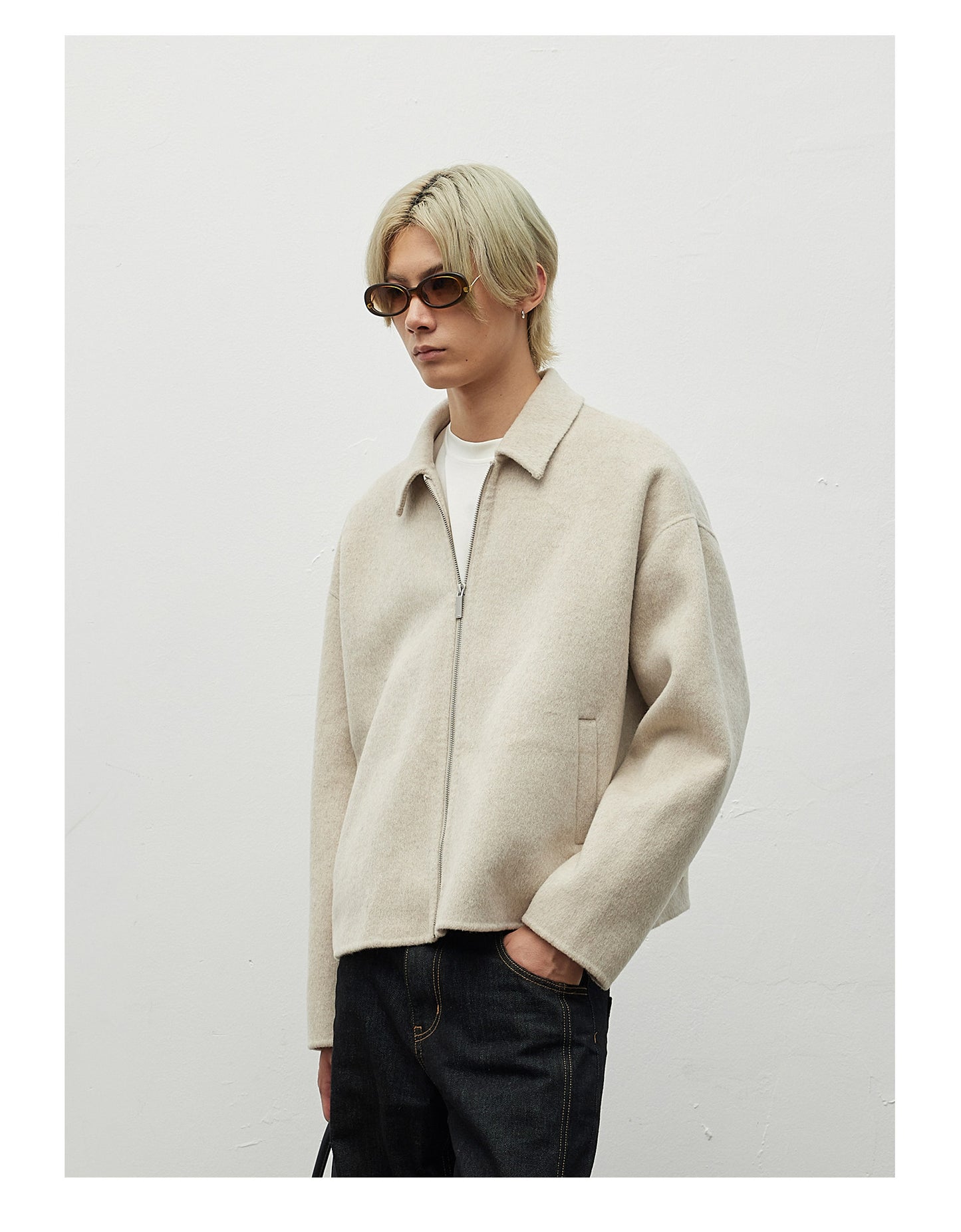 Zip-Up Wool Blend Jacket