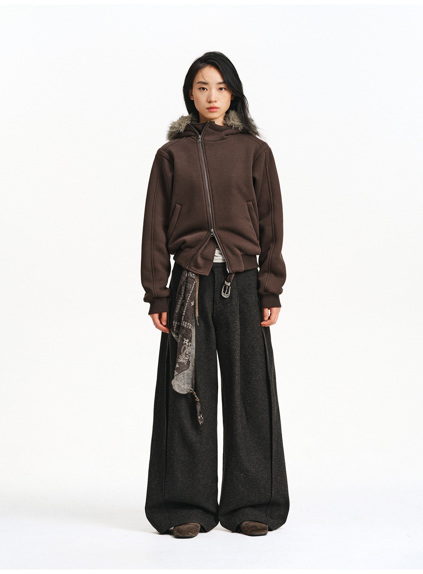 3D Pleated Wide-Leg Casual Pants