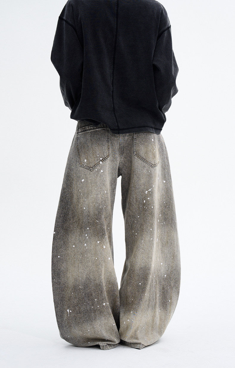 Paint Splatter Design Curve Blade Jeans