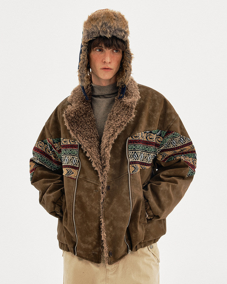 Faux Suede Embroidered Jacket