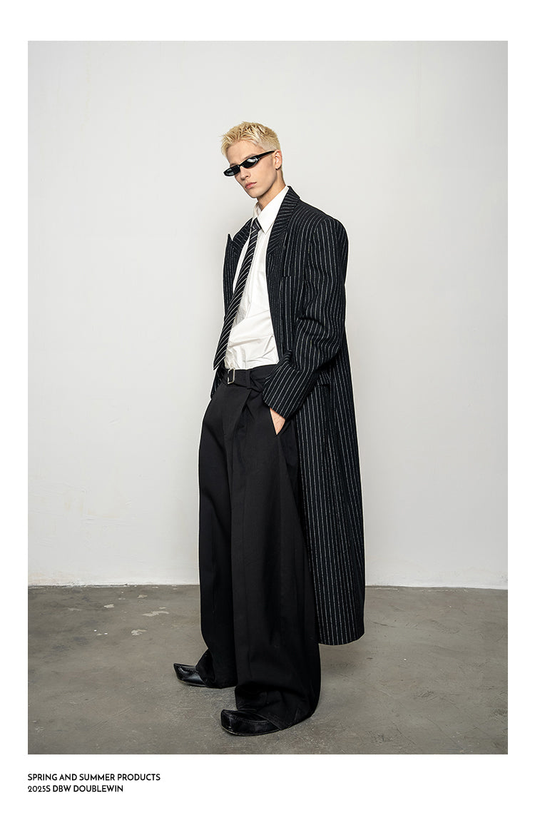 3D Reverse Pleated Wide-Leg Pants