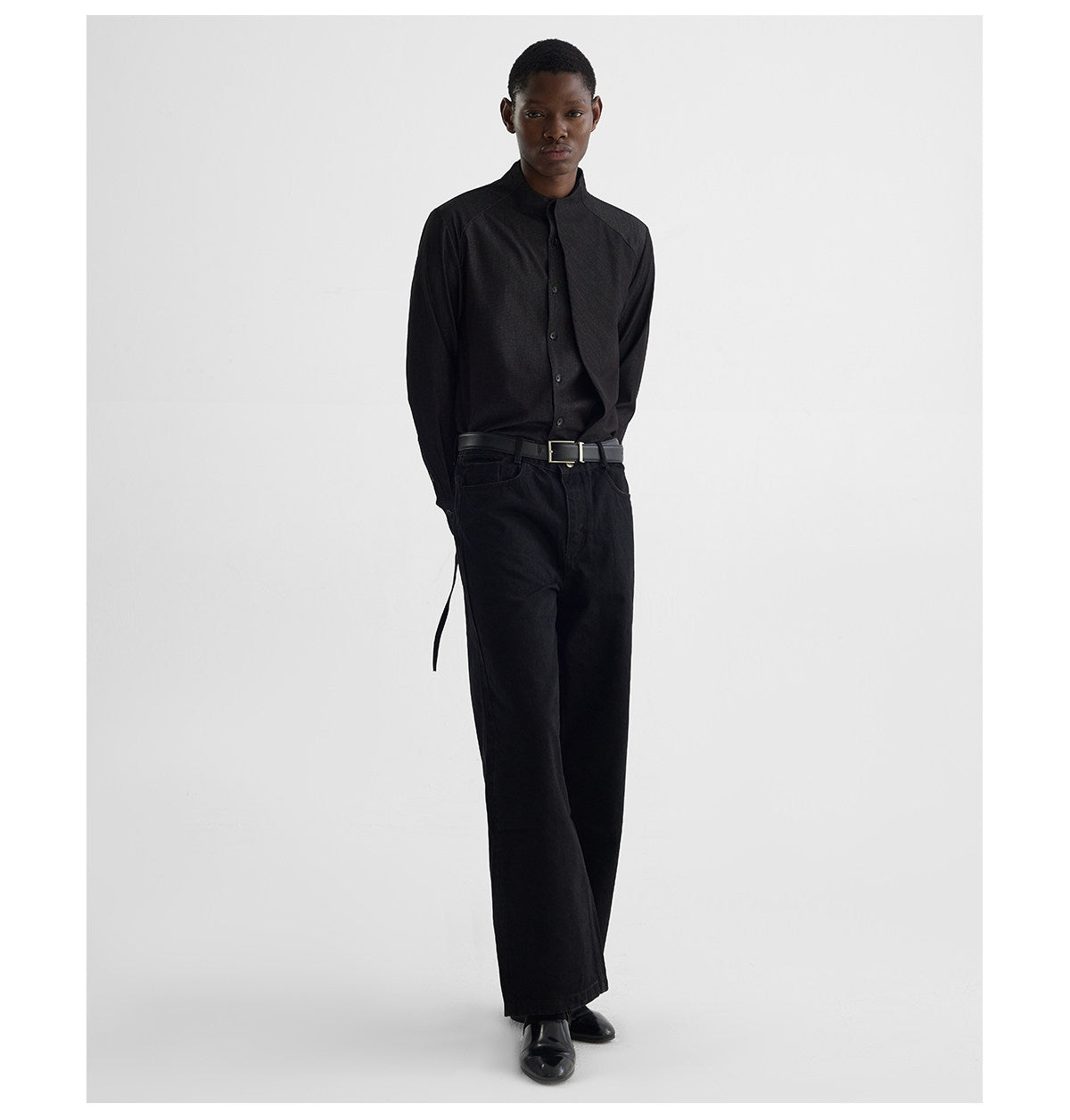 Collarless Half-High Shirt