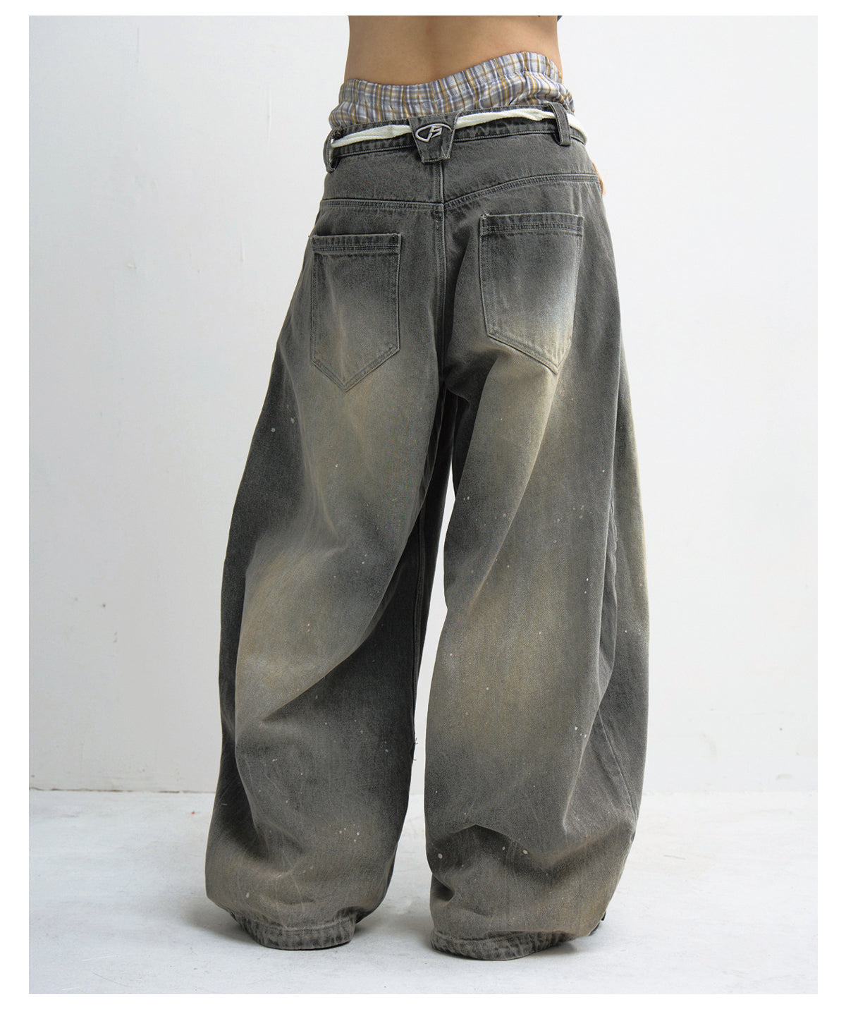 Ink wash wide leg jeans