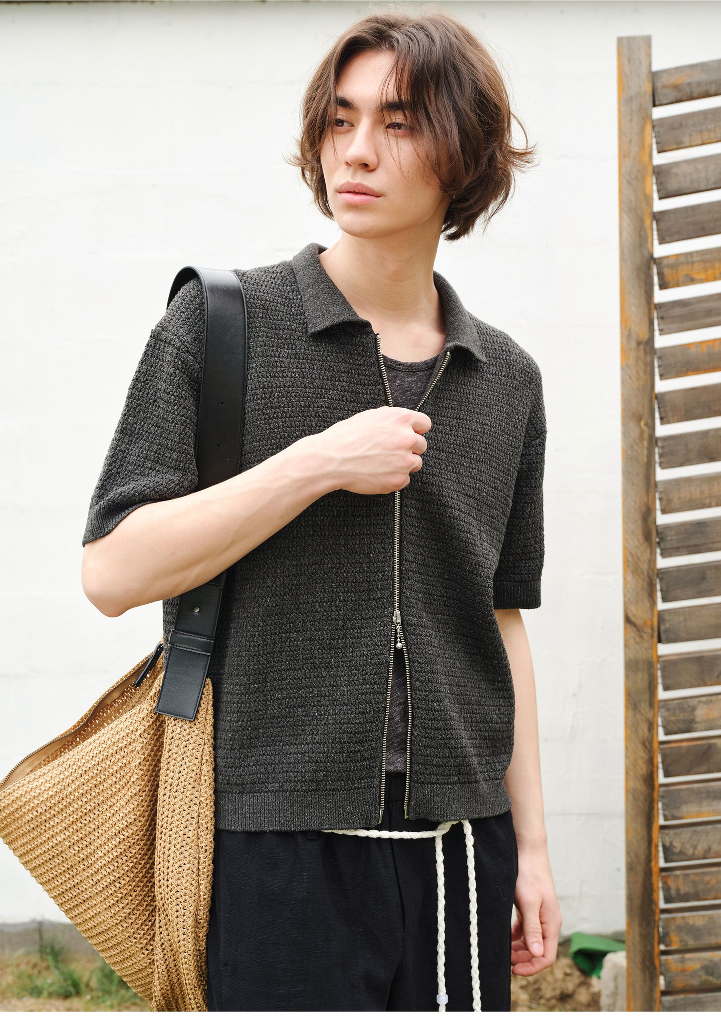 Mid-weight Double-Zipper Knit Cardigan