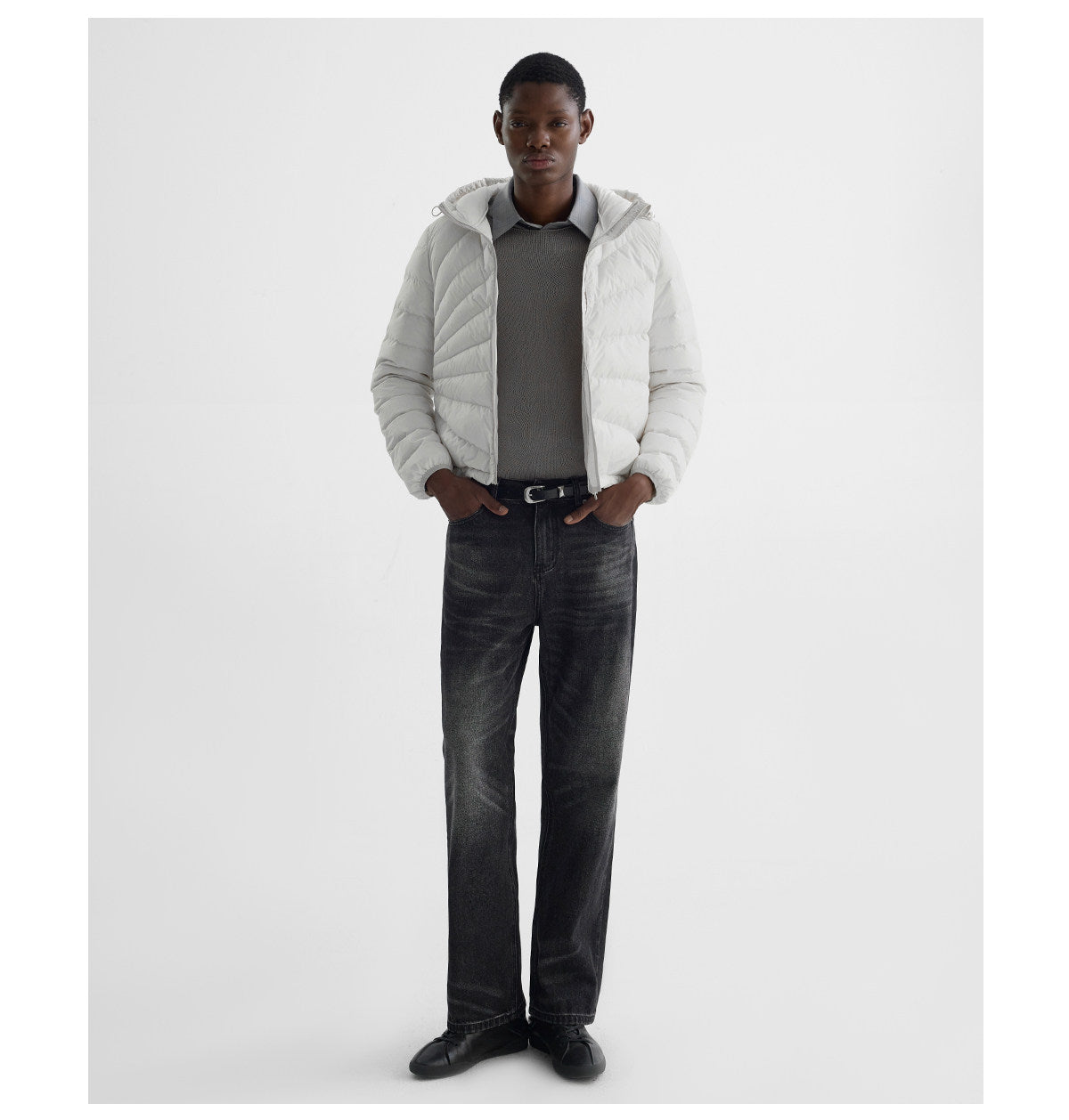 Embossed Straight-Line Quilted Down Jacket
