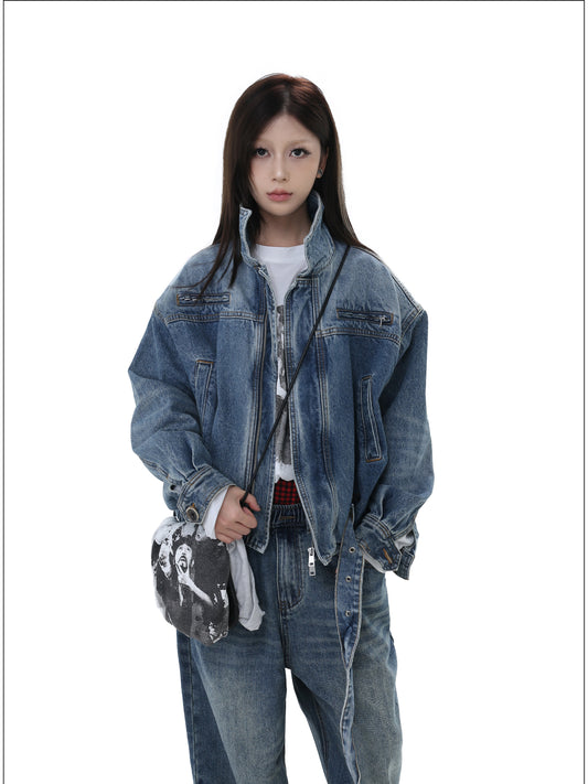 Short-Length Wide-Fit Denim Jacket