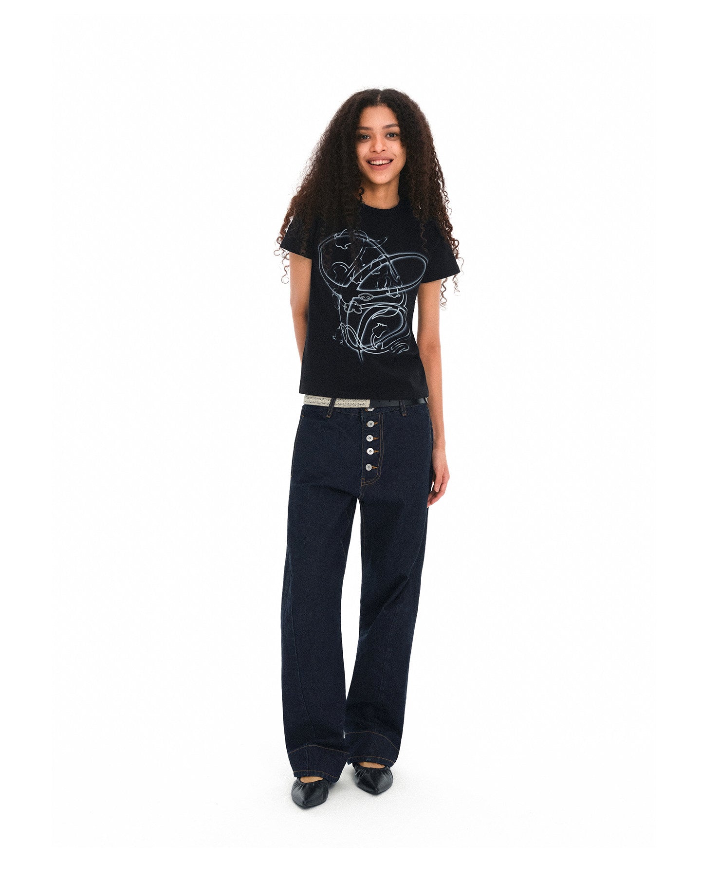 Casual Denim Pants with Five-Button Fly