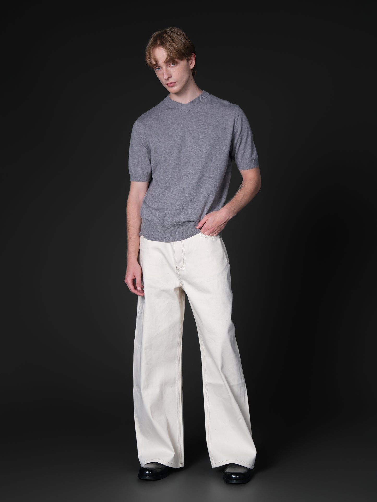 Straight leg denim pants