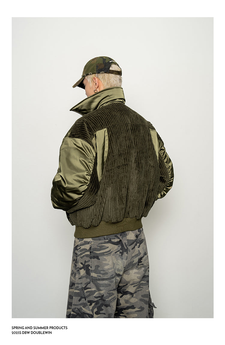 Corduroy &amp; Satin Flight Jacket