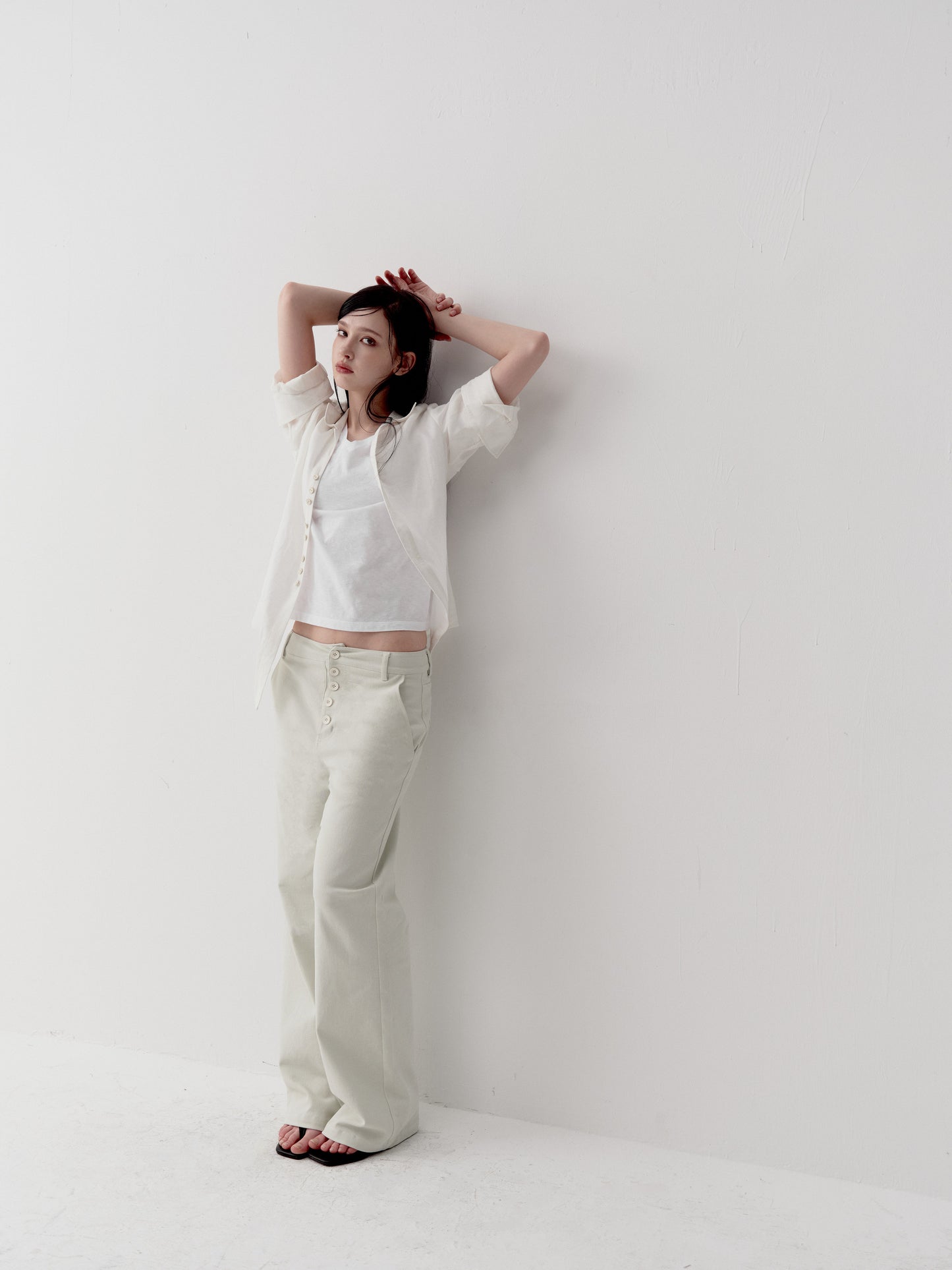 Button-Down Straight-Leg Pants