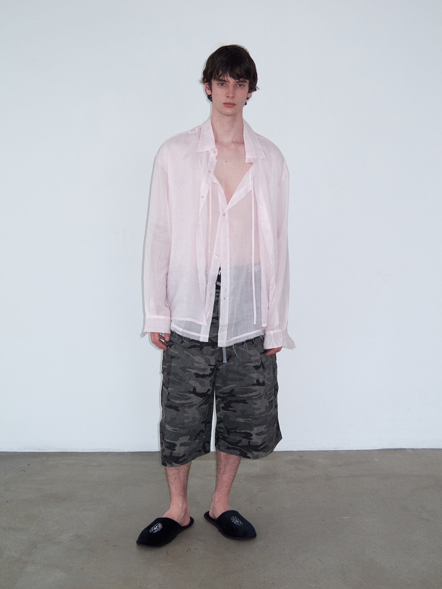 Faux Two-Piece Sheer Shirt