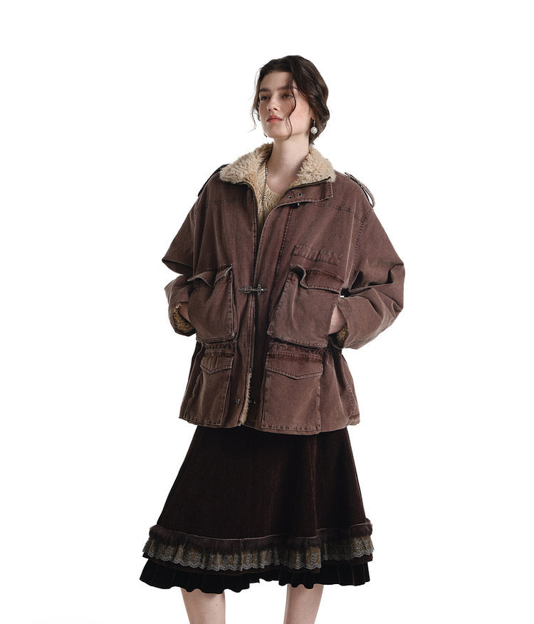 Airplane Button Multi-Pocket Jacket