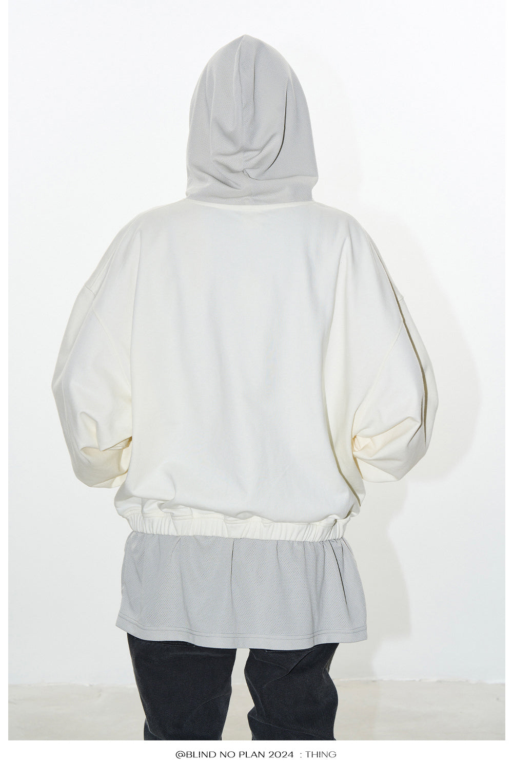 Faux two-piece hooded sweatshirt