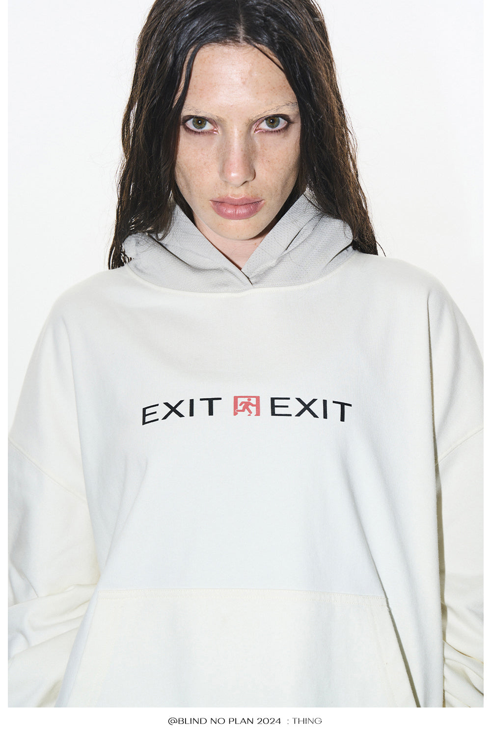 Faux two-piece hooded sweatshirt