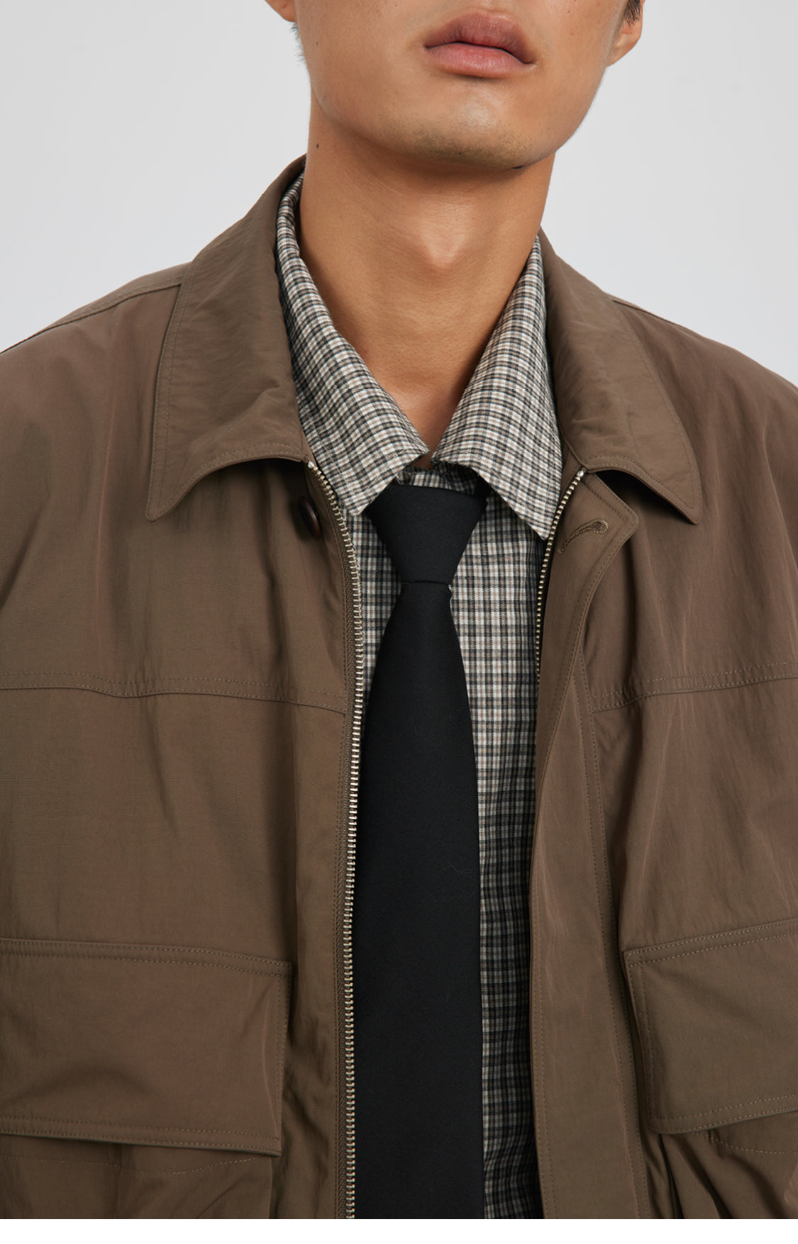 Straight Button Retro Fine Check Shirt