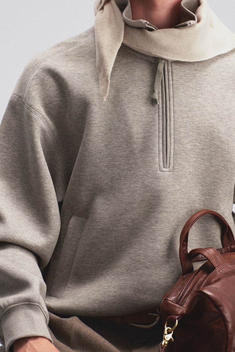 Stand-Up Collar Half-Zip Hoodie