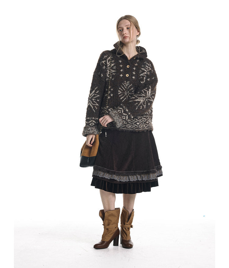 Loose-Fit High-Neck Knit Sweater