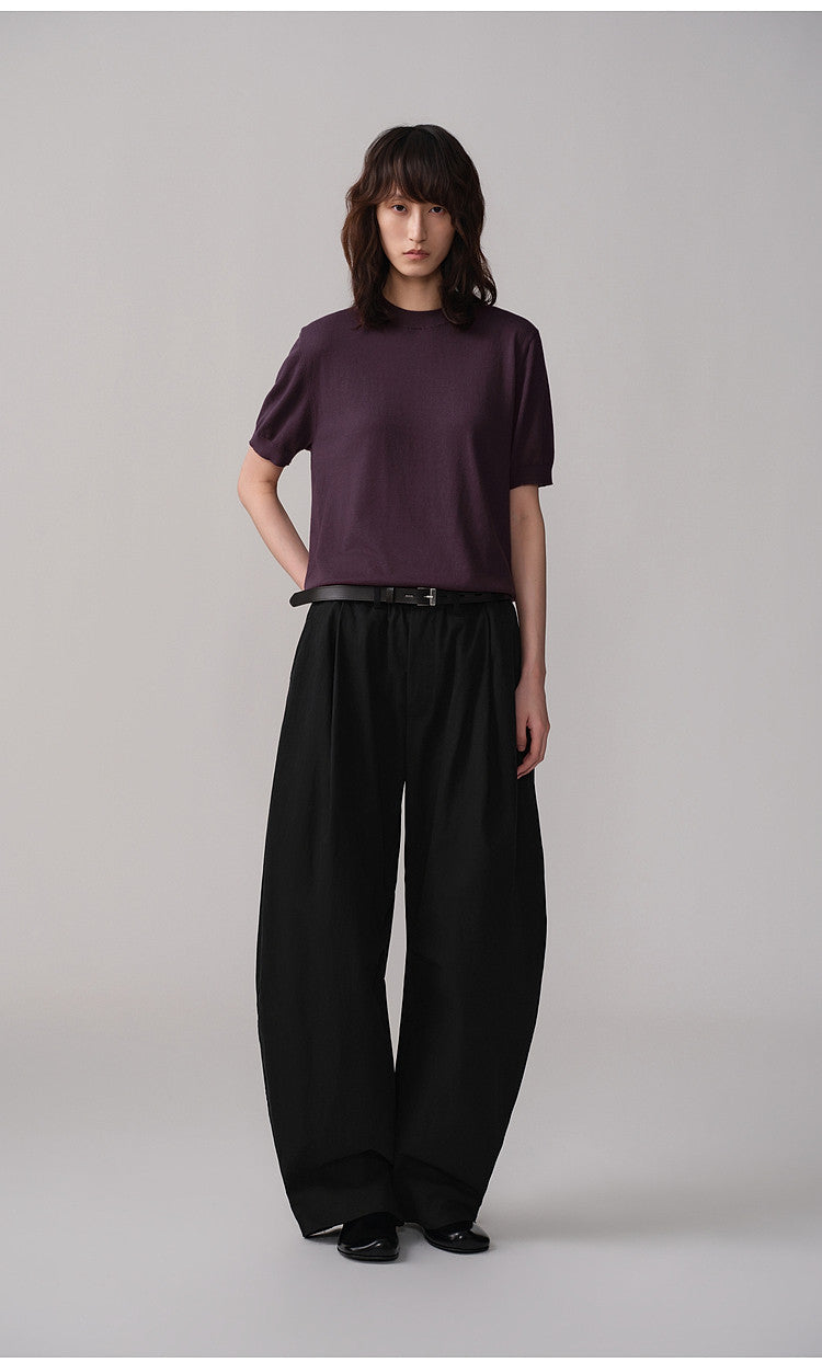 Simitara Pleated Elastic-Waist Casual Work Pants