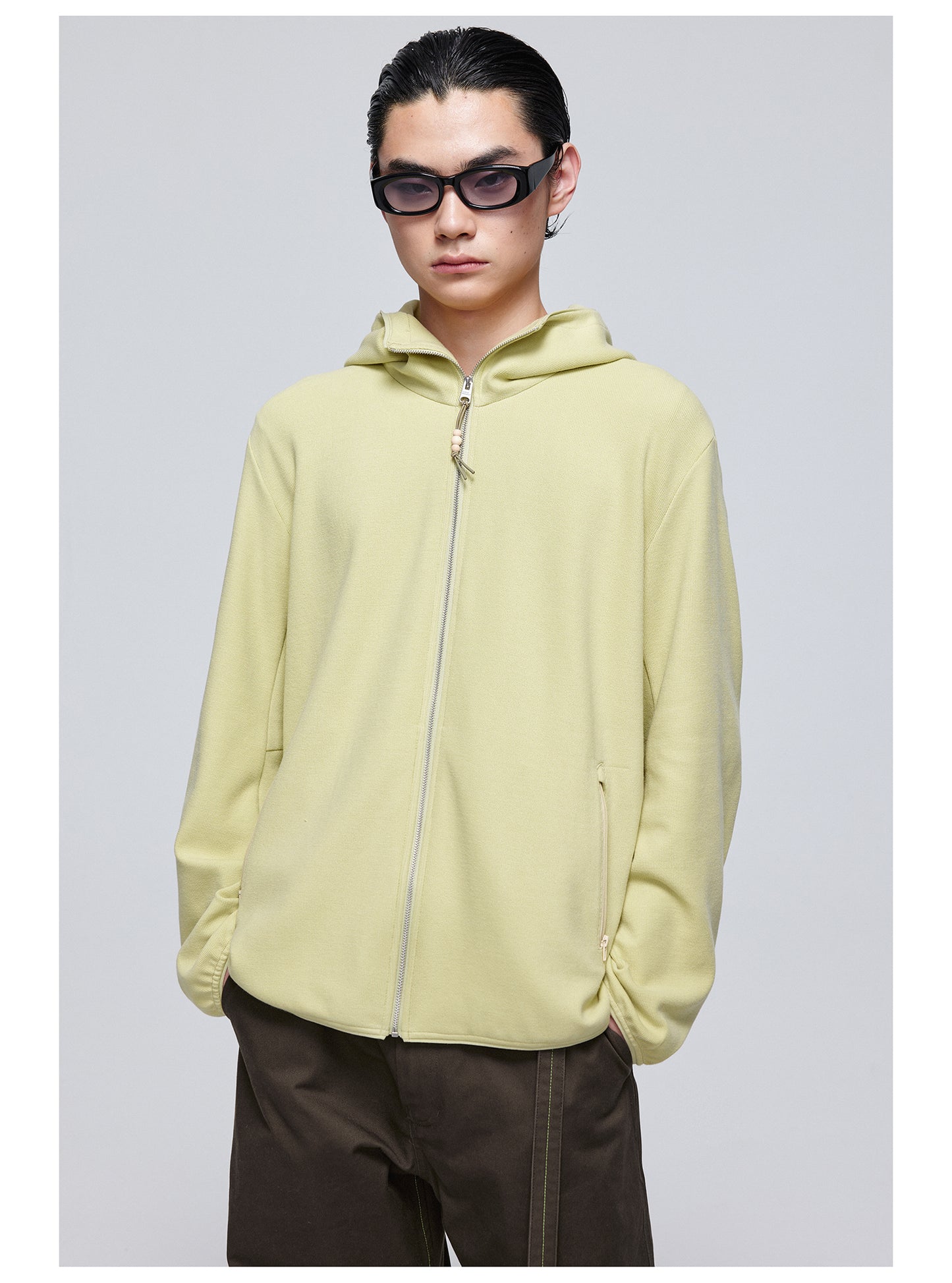 Zipper Basic Hooded Sweatshirt