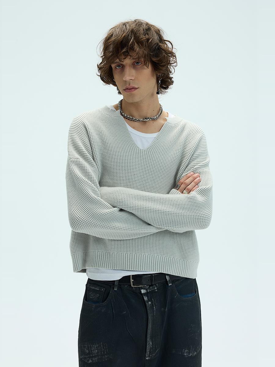 V-Neck Short Wide Sweater