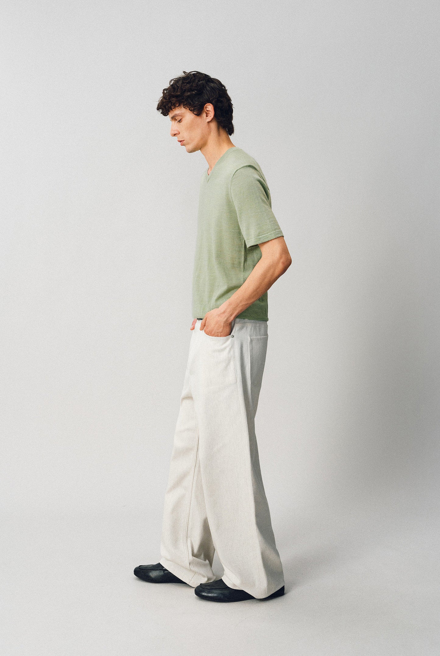 V-neck Wool Knit Shirt