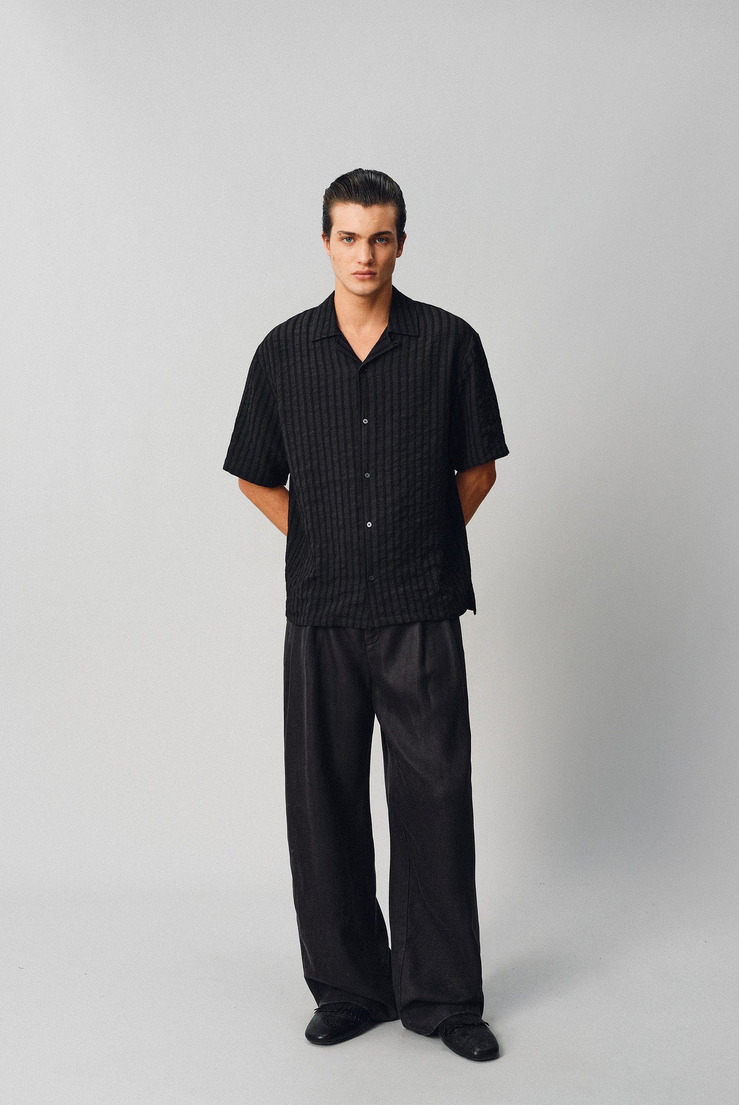 Jacquard Linen Striped Shirt