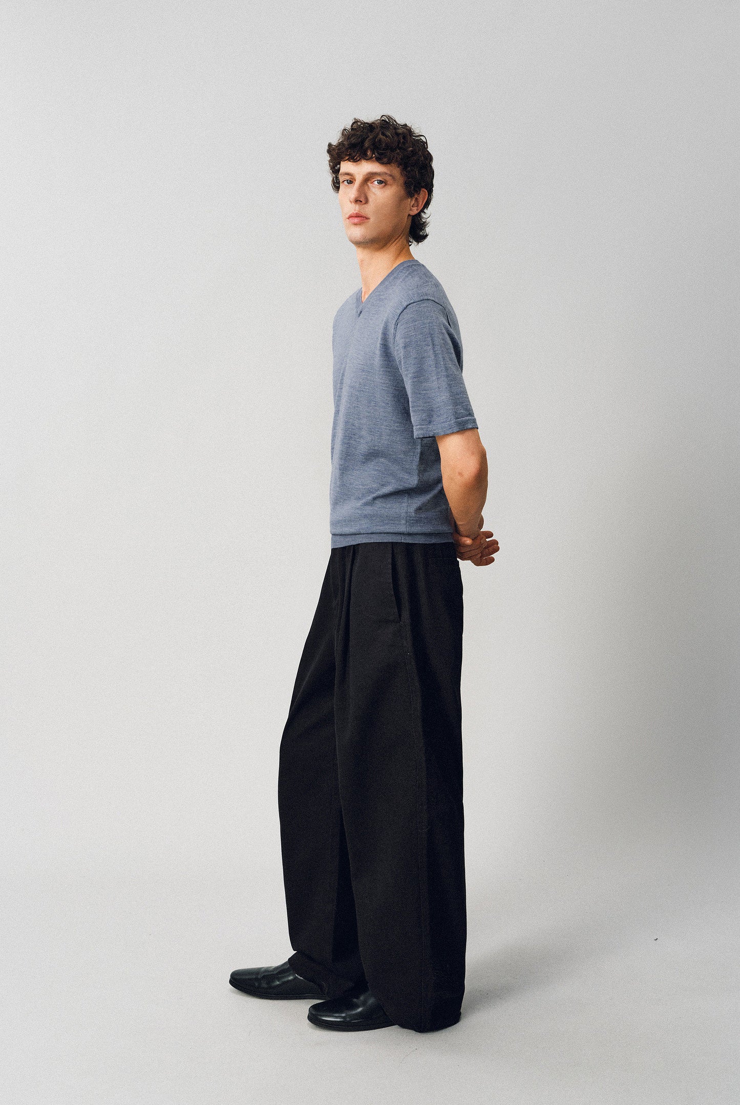 V-neck Wool Knit Shirt