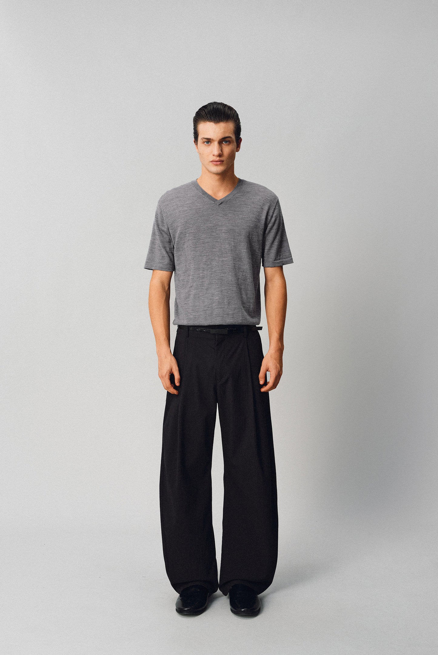 V-neck Wool Knit Shirt