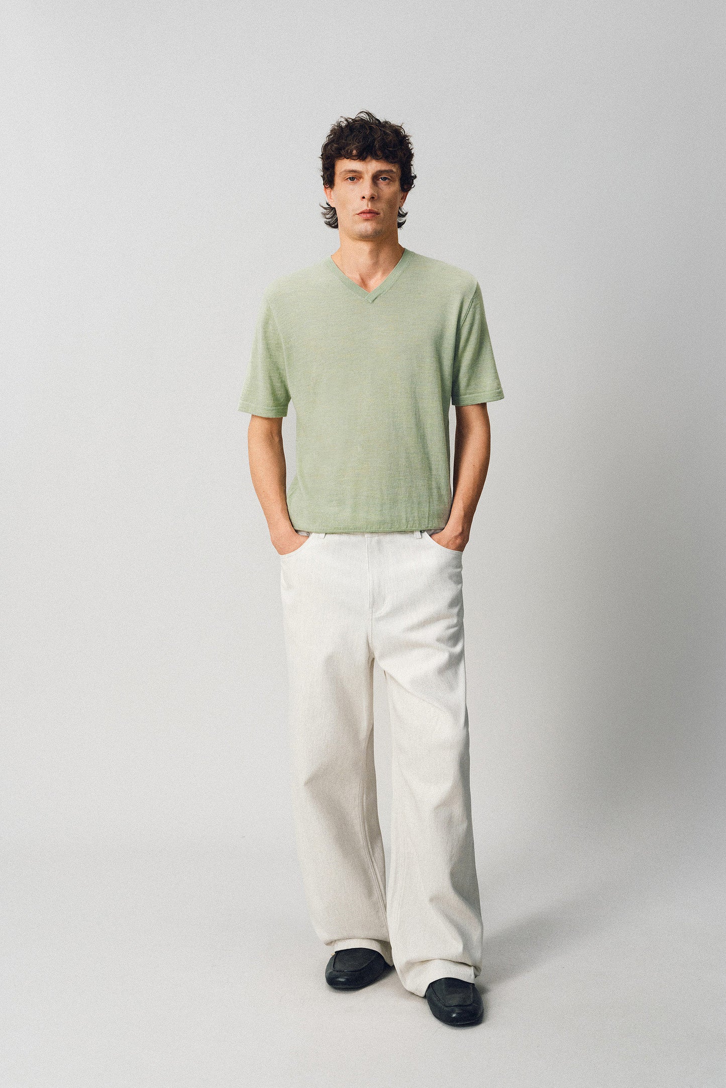 V-neck Wool Knit Shirt