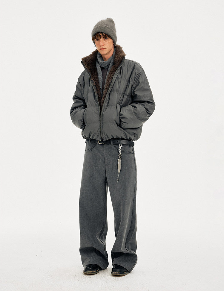 Retro Style Fur Collar Down Jacket