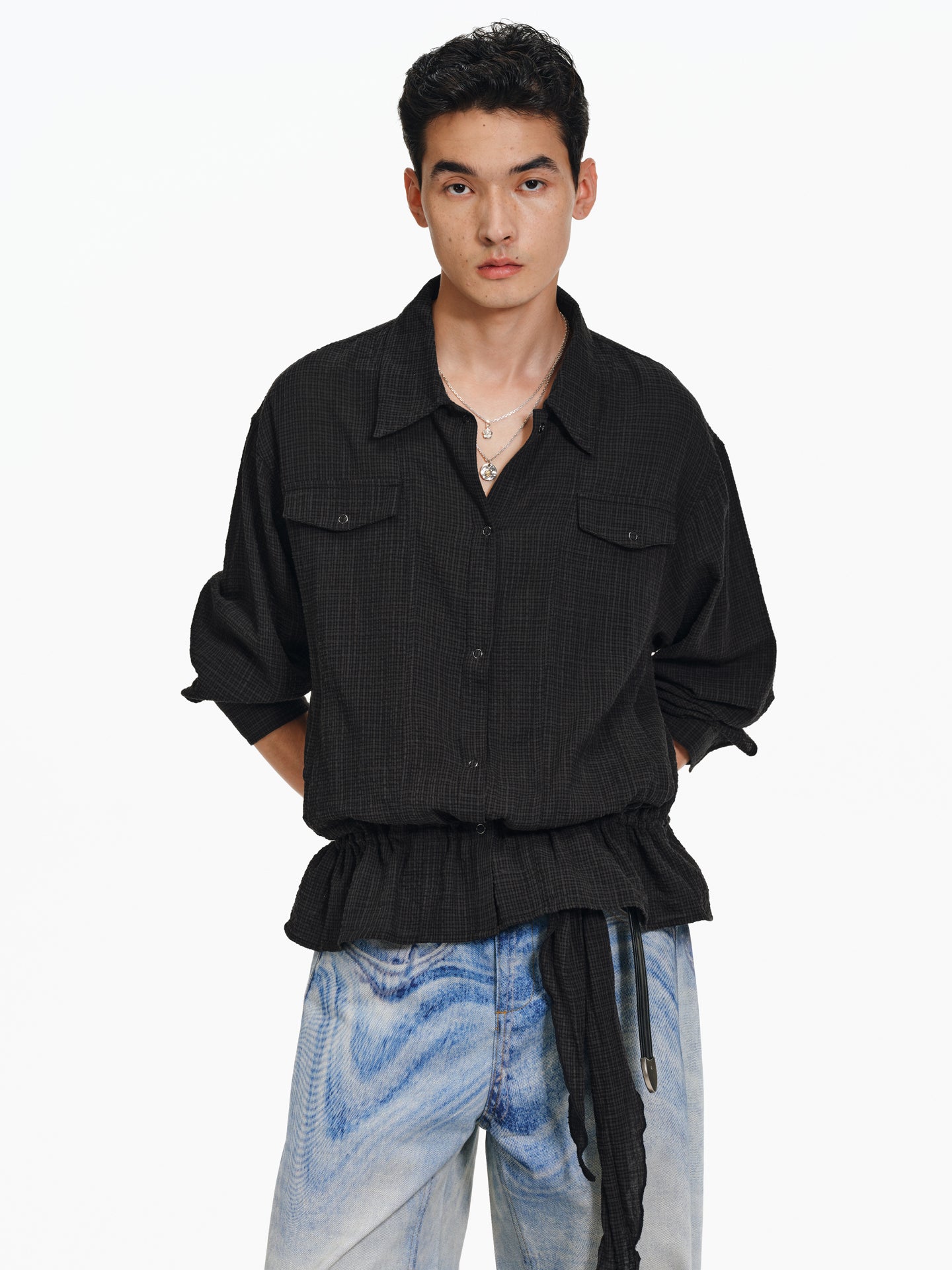 Drawstring waist shirt