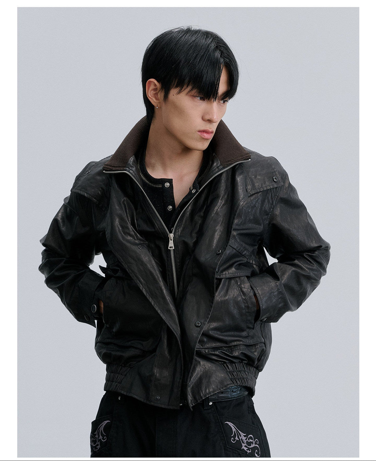 Faux Leather Two-Piece Jacket