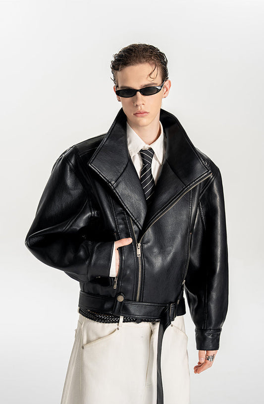 Shoulder-Waist Leather Jacket