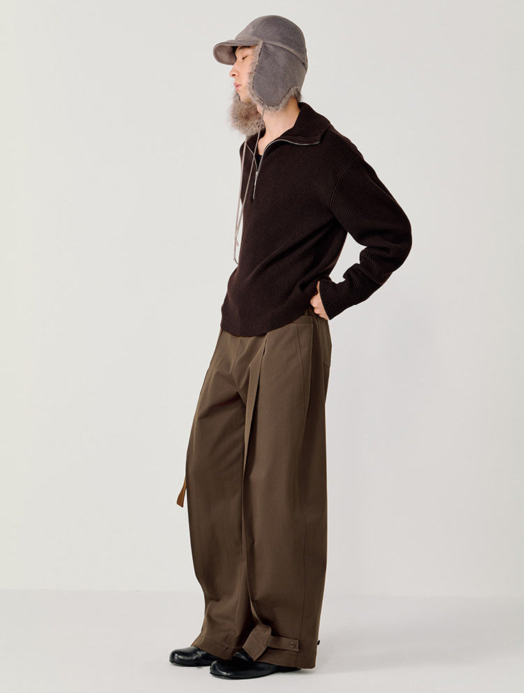 Half-Zip Stand Collar Sweater