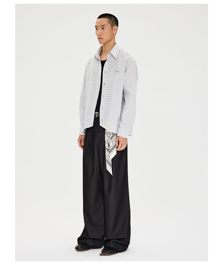Diagonal Placket Casual Pants