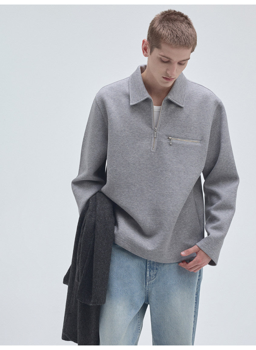 Half-Zip Pullover Sweatshirt with Pockets
