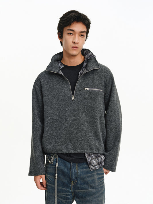 Stand Collar Zipper Shirt