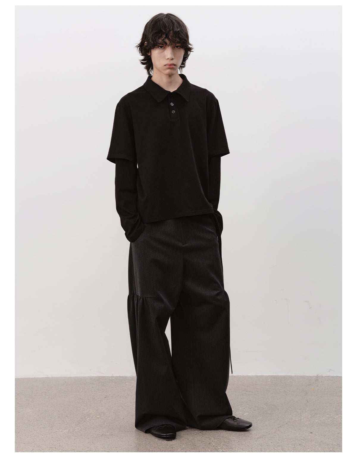 Fake Two-Piece Wide Polo Shirt
