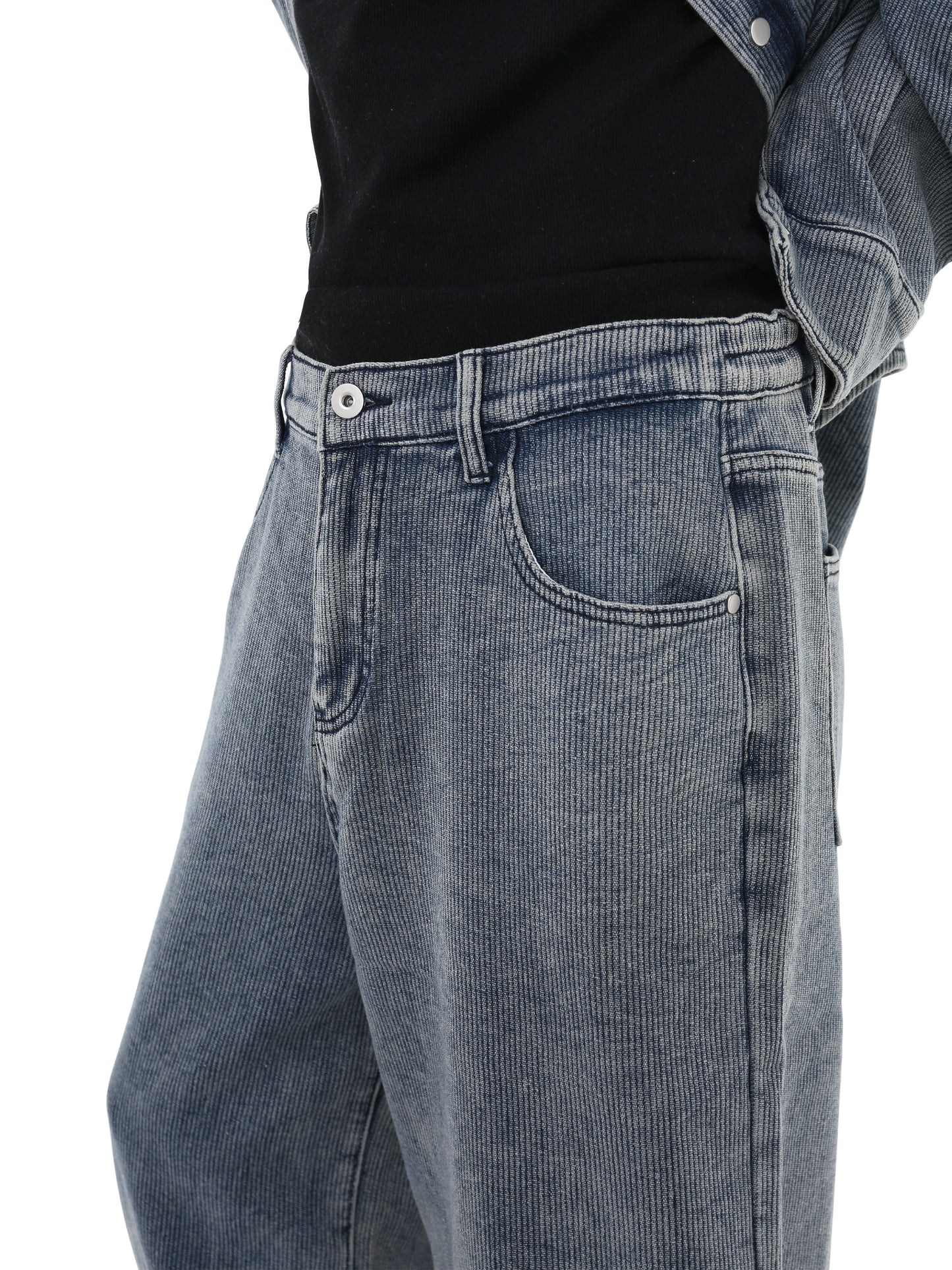 Damaged elastic waist denim pants