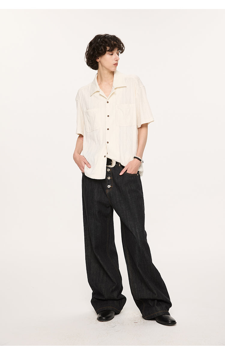 Wooden button lapel shirt