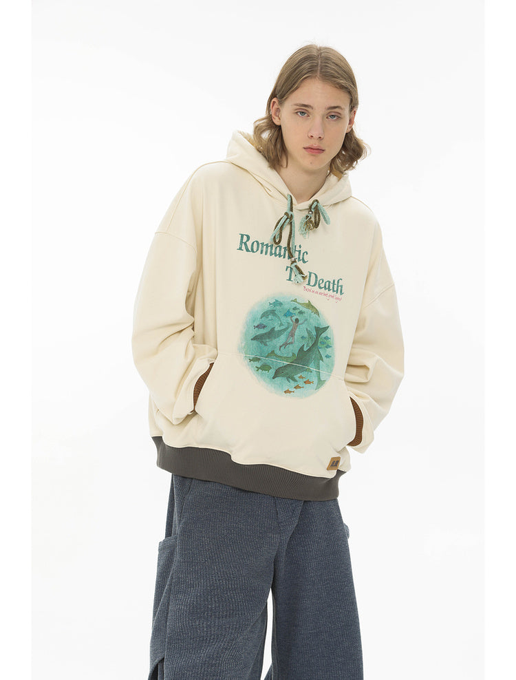 Velvet Hooded Plush Collar Rope Sweatshirt