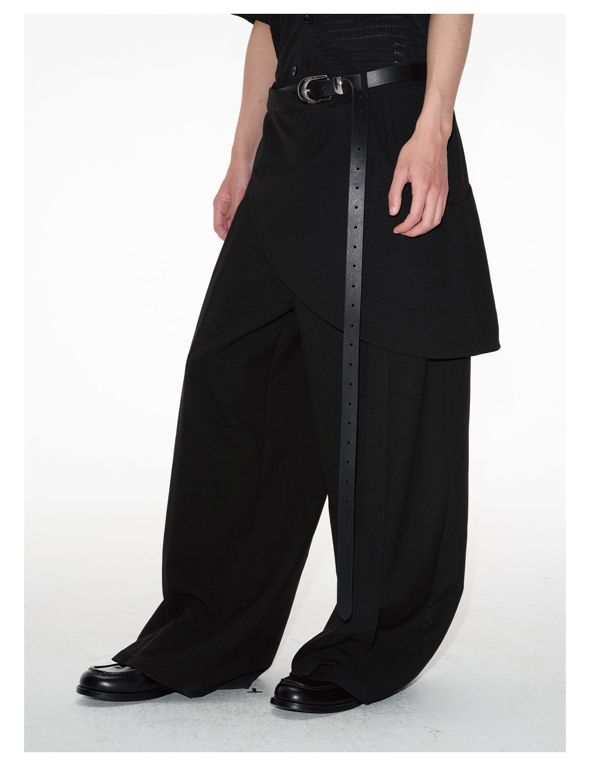 Leather belt with silver buckle