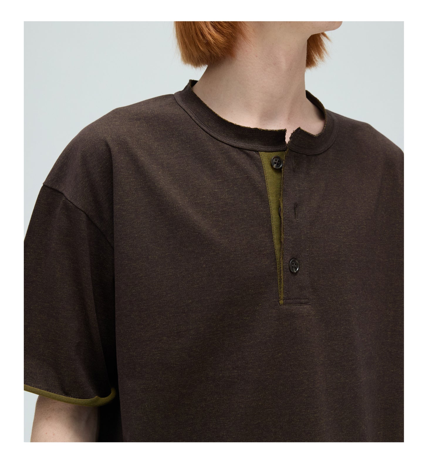 Basic Wash Henry-Neck T-Shirt