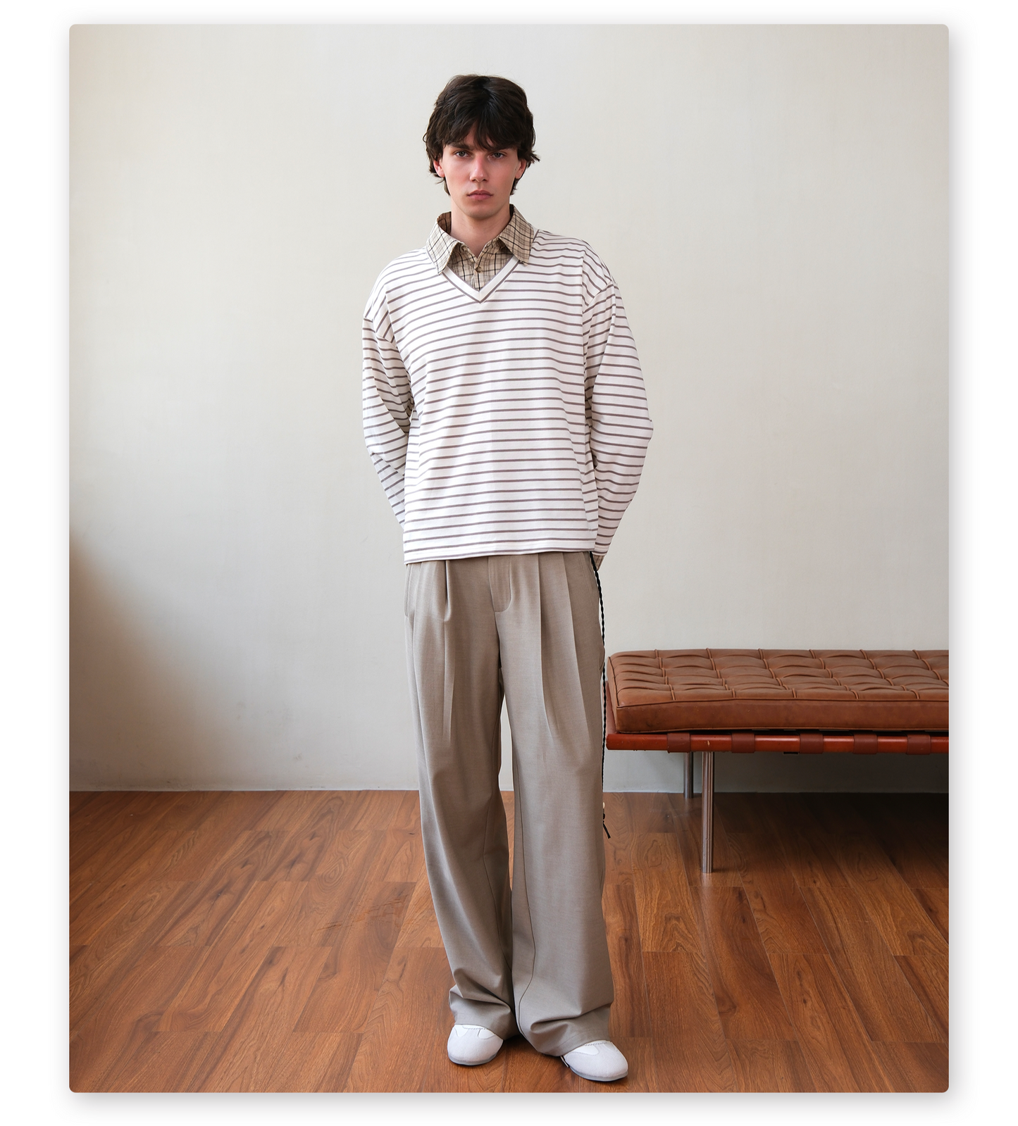 Fake Two-Piece V-Neck Shirt