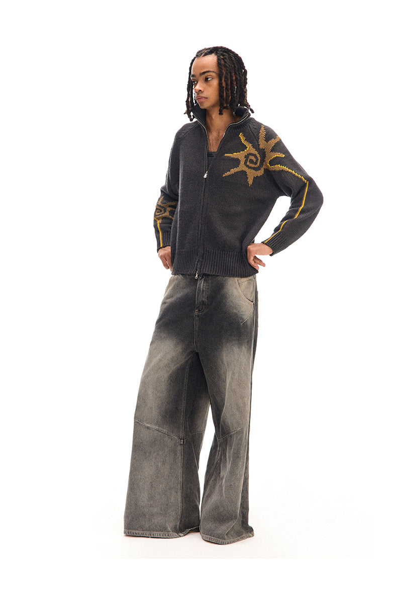 Stand collar zip cardigan