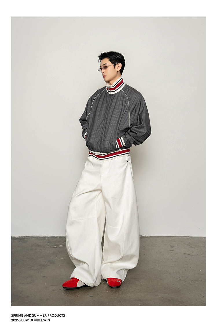 Striped High-Collared Jacket