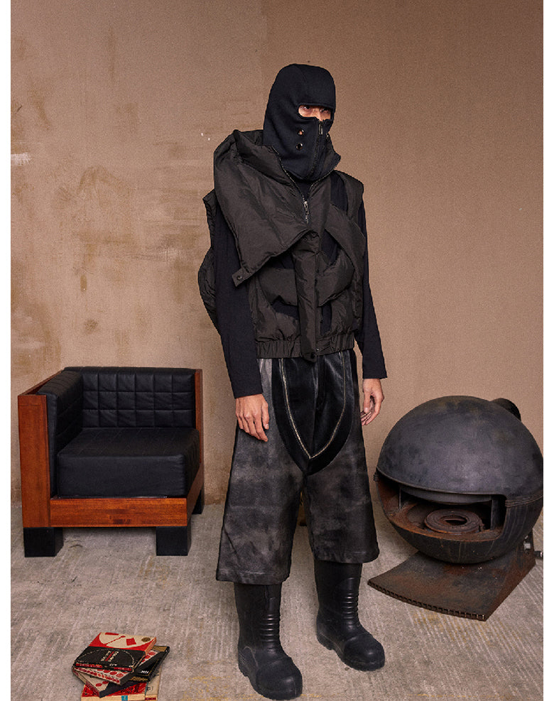 Metal Zipper Cropped Pants